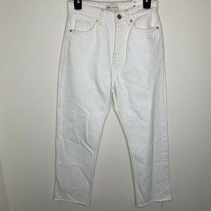 NWT Zara Womens US 4 EUR 36 White Hi Rise Cropped